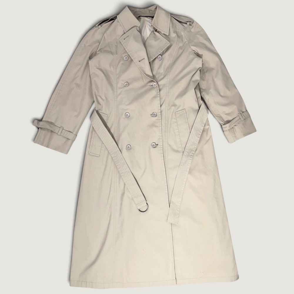 London Fog 1980's Vintage Trench Coat Womens XL Tan Good